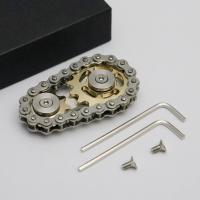 真智力链条指尖陀螺器精密机械齿轮联动黑科技金属手指多玩具 链齿-金色 不锈钢
