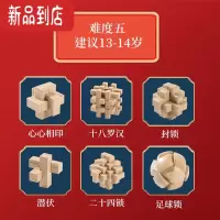 真智力孔明锁鲁班锁套装益智玩具全套成人高难度小学生儿童智力玩具 六件套E款(建议13~14岁选购)