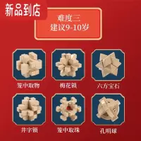 真智力奇艺孔明锁鲁班锁套装益智玩具成年全套高难度小学生儿童智力玩具 六件套C款(建议9-10岁选购)
