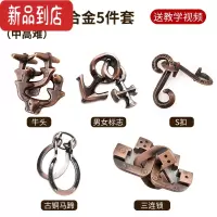 真智力益智解密烧脑玩具儿童锁puzzle十级难度智力锁孔明锁成人鲁班锁 三连锁锌合金5件套(中高难)