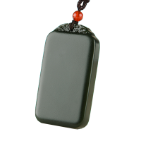 臻玉盈 天然和田玉平安无事牌吊坠 青玉细料浅青玉挂件男士女士坠子 附送鉴定证书 自戴送人民族风