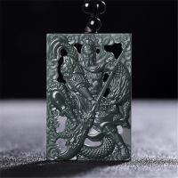和田玉关公吊坠青玉镂空双面雕刻武吊坠男款玉石挂件