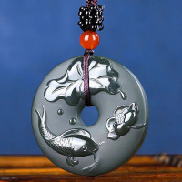 和田玉青玉细料年年有余平安扣吊坠男女同款玉牌玉挂件 炫石为玉