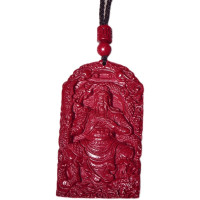 盘龙关公朱砂吊坠武财神丹砂项链男帝王砂关二爷关羽挂件炫石为玉