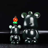 和田玉小熊玉坠新疆青玉细料男士女士玉吊坠立体雕刻玉石珠宝挂件炫石为玉附证书