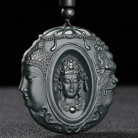 和田玉观音男士玉牌吊坠民族风青玉细料佛魔一念之间挂件特色饰品炫石为玉个性项链附证书