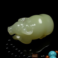 玉石牛手把件青白玉把玩件摆件男士女士手玩件立体雕刻炫石为玉带证书