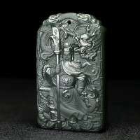 和田玉关公玉牌青玉义薄云天关公玉坠细料男士女士玉挂件玉石玉佩