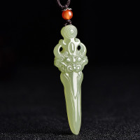 和田玉吊坠宝剑降魔杵挂件玉石项链男女款青玉饰品项链