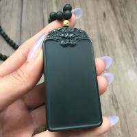 和田玉平安牌无事牌貔貅吊坠青玉细料貔貅吊坠男款玉石挂件炫石为玉附证书