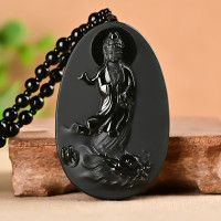 和田玉青玉塔青观音吊坠细料乘龙站观音玉牌男款玉佩玉挂件