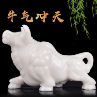 大号汉白玉石雕牛摆件开荒奋斗牛十二生肖牛家居饰品创意礼品