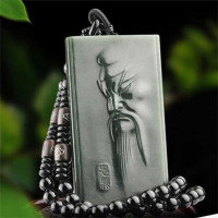 和田玉关公吊坠青玉关公关二爷玉坠武财神挂件项链男款带证书