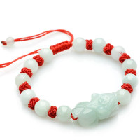 玉貔貅手链 正品A货翡翠貔貅编织手链本命年男女手链