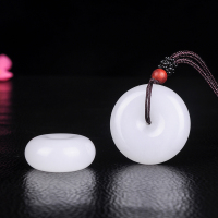 天然和田玉羊脂白玉平安扣吊坠和田白玉平安扣玉坠男女款玉佩挂件