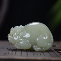 送证书天然正品新疆和田玉吊坠老坑且末料蓝黄貔貅项坠男女款挂件