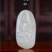 正品天然新疆和田玉羊脂玉籽料观音吊坠平安观音挂件洒金皮籽24g