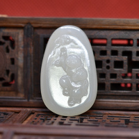 新疆和田玉羊脂白玉籽料童子送福吊坠羊脂玉籽料福从天降玉坠挂件