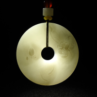 福来连天然和田玉白玉莲香荷韵莲花玉璧挂件吊坠玉石玉坠玉器项链