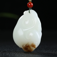 [灵猴如意]新疆和田玉吊坠玉坠且末糖羊脂玉生肖猴挂件天然玉石