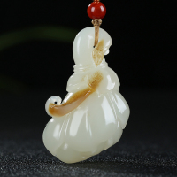 [兰香宜人]新疆和田玉吊坠玉坠且末糖白玉兰花挂件玉佩天然玉石