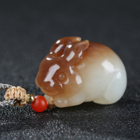 [扬眉吐气]新疆和田玉吊坠玉坠糖白玉生肖兔挂件玉佩天然玉石