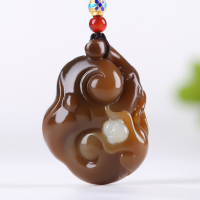 [灵猴纳福]新疆和田玉吊坠玉佩且末糖白玉灵猴如意挂件天然玉石