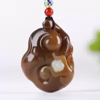 [灵猴纳福]新疆和田玉吊坠玉佩且末糖白玉灵猴如意挂件天然玉石