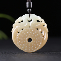 [有凤来仪]新疆和田玉凤凰吊坠玉佩且末糖白玉仿古挂件天然玉石