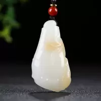 [步步高升]新疆和田玉竹节吊坠玉佩挂件天然玉石且末糖羊脂白玉