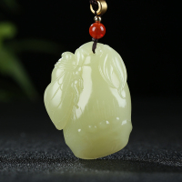 [一鸣惊人]新疆和田玉吊坠玉坠黄口料黄玉蝉竹节挂件天然玉石