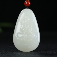 []和田新疆玉吊坠男玉坠羊脂白玉观音挂件玉佩天然玉石