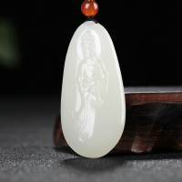 []新疆和田玉吊坠男玉坠白玉观音挂件玉佩项链天然玉石