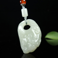 [呈祥纳吉]新疆和田玉吊坠玉佩籽料白玉瑞兽仿古挂件天然玉石