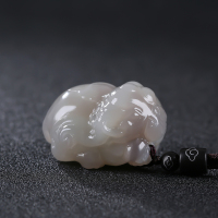 [万象更新]新疆和田玉吊坠玉佩烟紫白玉大象挂件玉项链天然玉石