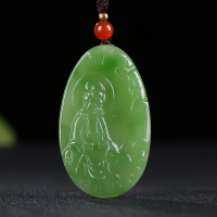 [慈航普渡]俄罗斯七号矿老坑碧玉吊坠玉佩观音挂件玉坠天然玉石