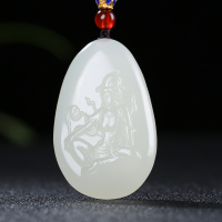 []新疆和田玉吊坠男士玉佩白玉观音挂件玉项链天然玉石