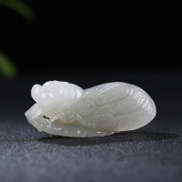 [一夜成名]和田玉吊坠玉佩烟灰色白玉蝉挂件玉坠玉项链天然玉石