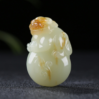 [纳福]新疆和田玉吊坠玉佩且末糖白玉瑞兽仿古挂件天然玉石
