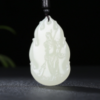 [义薄云天]新疆和田玉吊坠玉坠白玉关公牌子挂件玉佩天然玉石