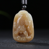 [虎啸山林]新疆和田玉吊坠玉坠糖白玉生肖虎挂件天然玉石且末料
