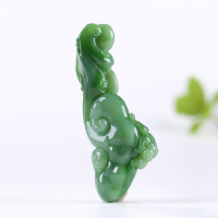 [灵猴如意]俄罗斯碧玉吊坠男女玉坠生肖猴仿古挂件玉佩天然玉石