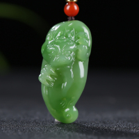 [天地守护]俄罗斯老坑碧玉貔貅吊坠玉坠仿古瑞兽挂件天然玉石