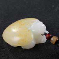 [衣锦荣归]新疆和田玉吊坠玉坠白玉黄皮龙龟仿古玉石挂件山流水