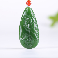 [花开见佛]俄罗斯老坑碧玉吊坠玉坠弥勒佛莲花挂件玉佩天然玉石