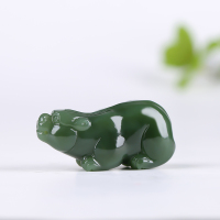 [雄霸天下]俄罗斯老坑碧玉熊吊坠男女款玉坠挂件玉佩天然玉石