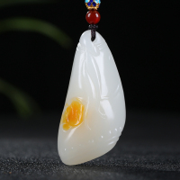 [节节高]新疆和田玉吊坠男女玉坠白玉竹节挂件玉佩项链天然玉石