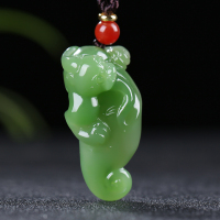 [天地守护]俄罗斯老坑碧玉吊坠玉坠仿古件瑞兽挂件玉佩天然玉石