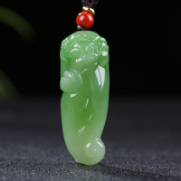 [天地守护]俄罗斯老坑碧玉吊坠玉坠仿古件瑞兽挂件玉佩天然玉石