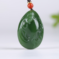 [静观莲开]俄罗斯老坑碧玉吊坠男款玉坠莲花观音挂件天然玉石